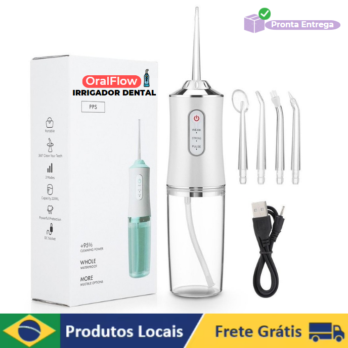 Irrigador Dental OralFlow™ + Kit de Acessórios Grátis!